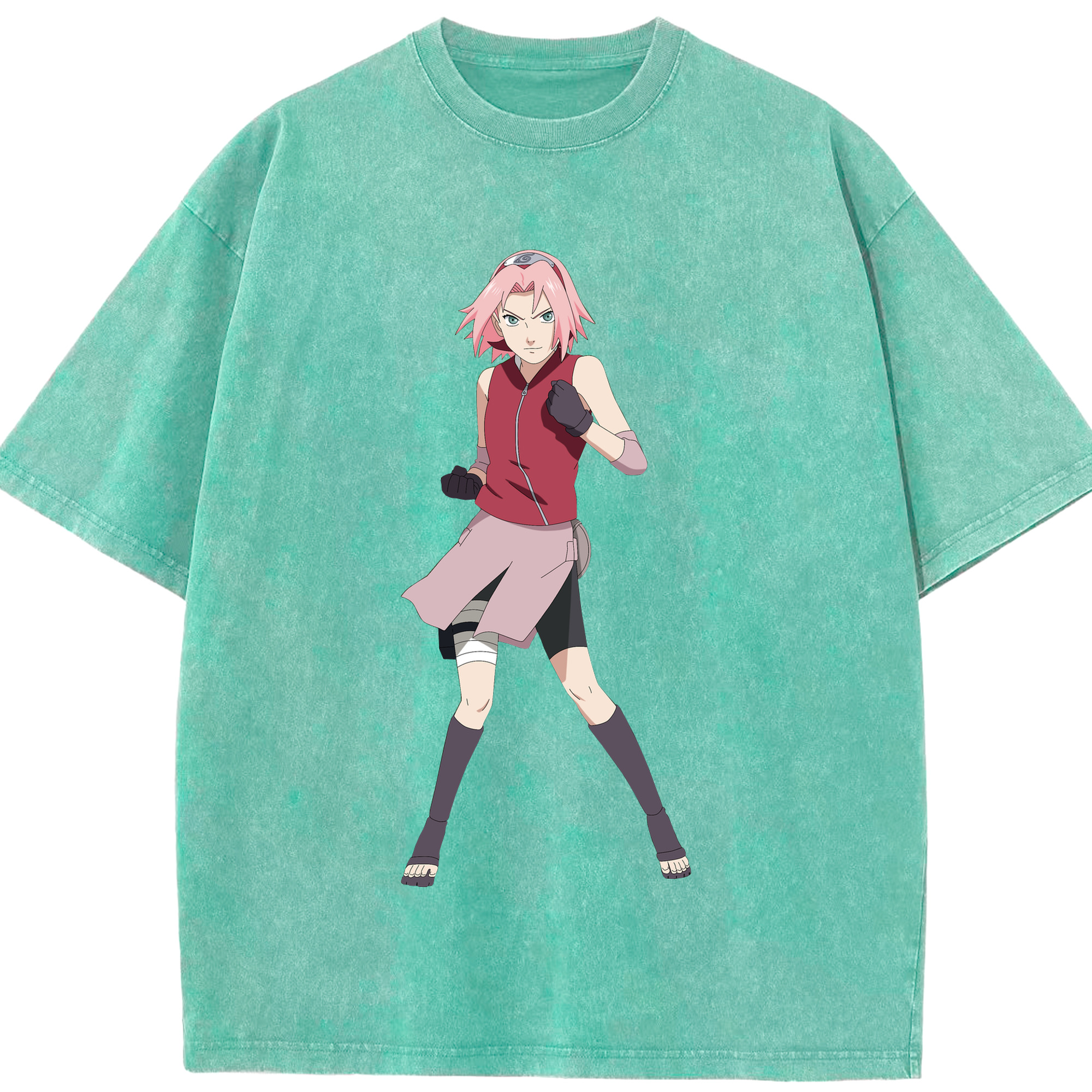 （画像用） NARUTO -ナルト- 春野サクラ Haruno Sakura 綿100% ヴィンテージ風 半袖Tシャツ（フロントプリント）